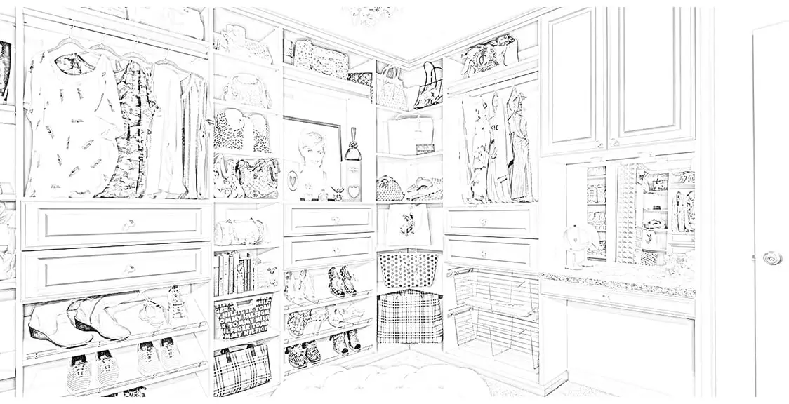 Custom closet storage sketch